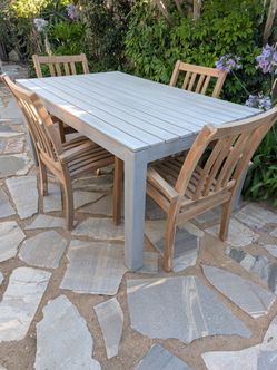 Outdoor Patio Dining Set (IKEA Falster Table & Teak Chairs)