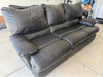 2 black leather Sofas 1 recliner 1 sleeper