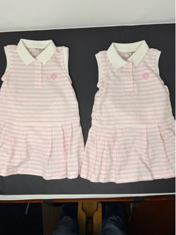 Janie and Jack x Disney Girls Pink White Striped Sleeveless Polo Tennis Dress