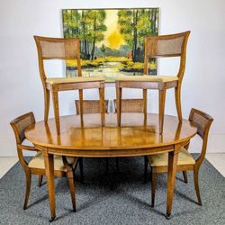 Vintage MCM 6, 8, 10 Person Large Walnut Dining Table Set