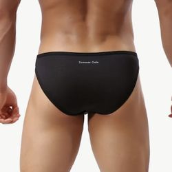 Men's Breathable Sexy Low Waist Briefs Bikini, Comfortable Mesh Underwear With Wide Waistband