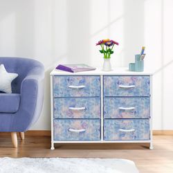 Sorbus Dresser with 6 Drawers - Furniture Storage Chest Tower Unit for Bedroom, Hallway, Closet, Office Organization - Steel Frame, Wood Top, Tie-dye 
