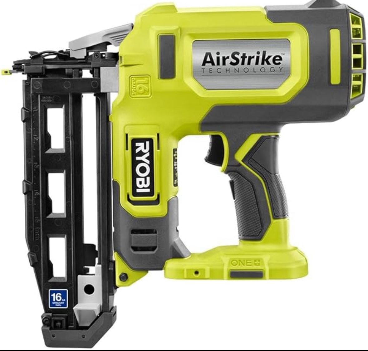 RYOBI ONE+ 18V 16-Gauge Cordless AirStrike Finish Nailer (Tool Only), P326, Green