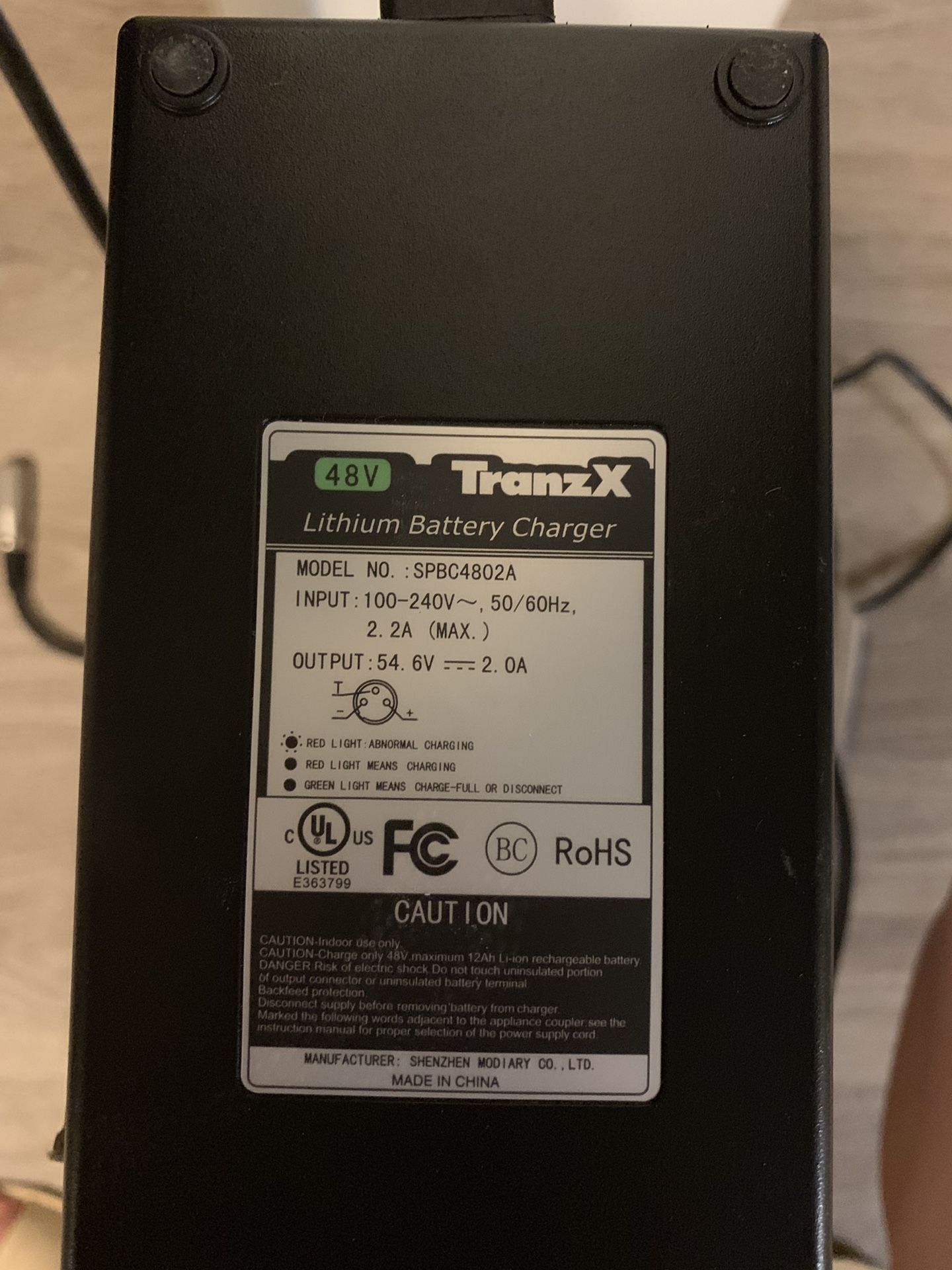 TranzX 48v Lithium Ion Battery Charger