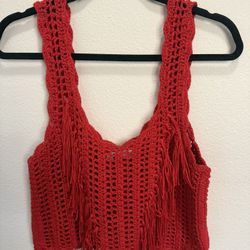 Zara Red Crochet Crop Top
