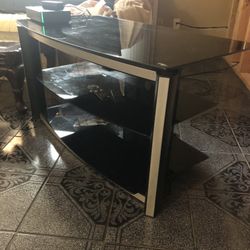 Tv Table 3 shelves Glass Good Condition 