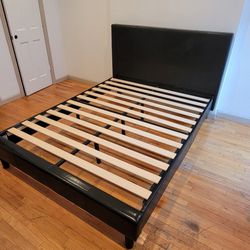Amaar Vegan Leather Queen Platform Bed Frame 
