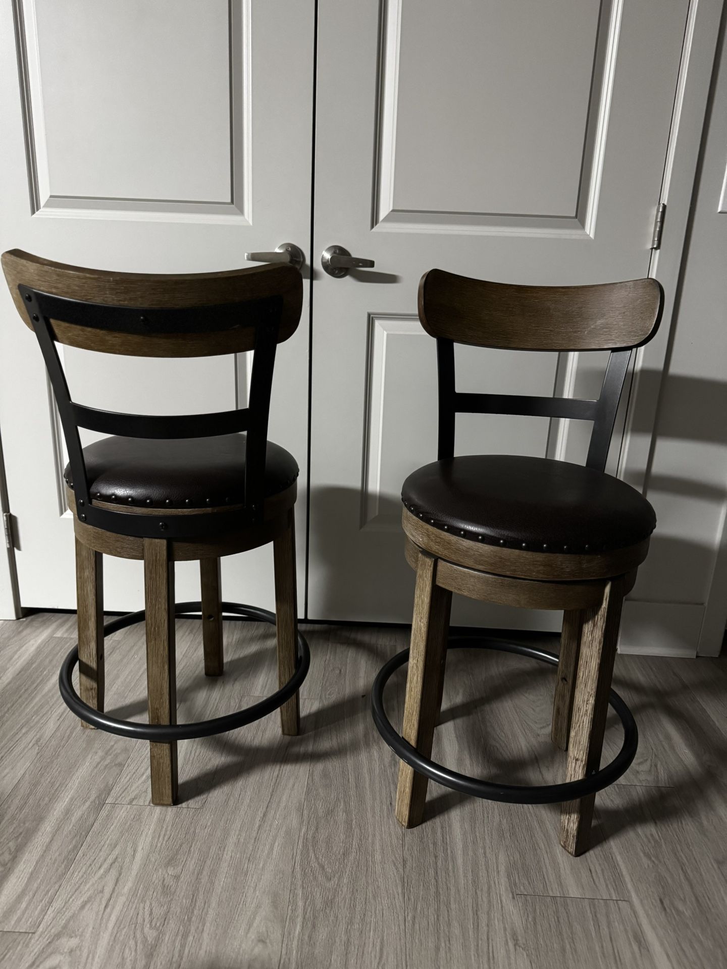 Two Sturdy 24.25” Modern Swivel Counter Height Barstool