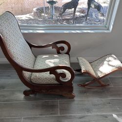Antique Rocking Chair With Rocking Foot Stool