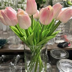 Real Touch Artificial Tulip In Vase 