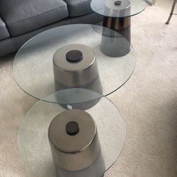 Glass and Ceramic coffee table with accent tables. 