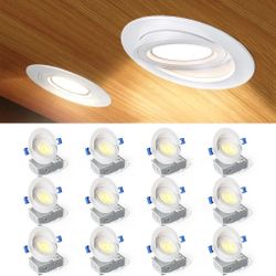 (Brand New in Box)  Ensenior 12 Pack 4 Inch LED Eyeball Gimbal Recessed Light, 5CCT Dimmable 360°+90° Rotatable, 10%-100% Dimmable, 2700K-5000K Select