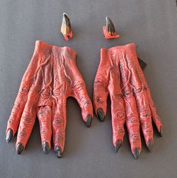 Devil Demon Halloween Costume Gloves with Horns