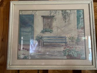 Framed Watercolor Courtyard Print