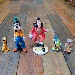 Disney Figurine Lot (Goofy, Pluto, Cricket, Hook) Plus ET