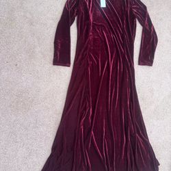 New 2xl Burgundy Red Velvet Stretchy Dress Evening 