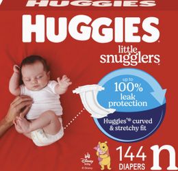 $30 BNIB Huggies Size Newborn Diapers: 144 Little Snugglers Baby Diapers, size Newborn (up to 10 lbs), 