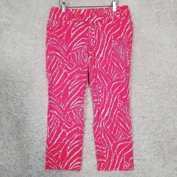 Lilly Pulitzer Women Capri Pants Size 6 Cotton Stretch Pink Preppy Beachy