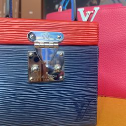 Louis Vuitton Bleeker Box Red Blue Clutch Crossbody Purse