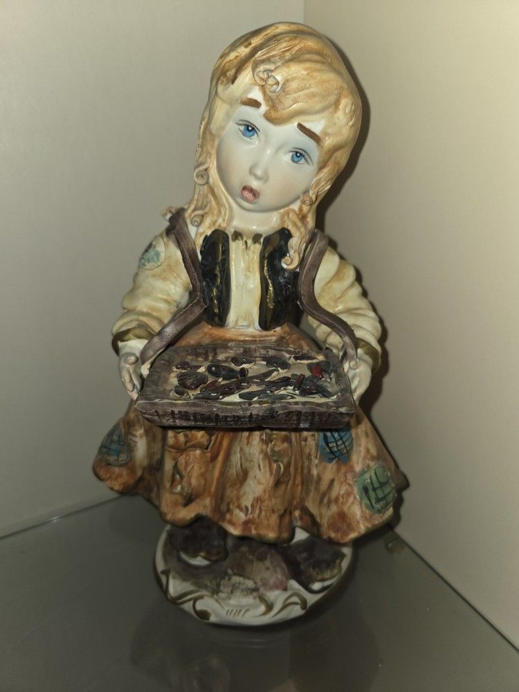 Capodimonte Italian Italy girl with dinner tray porcelain figurine figure art sculpture