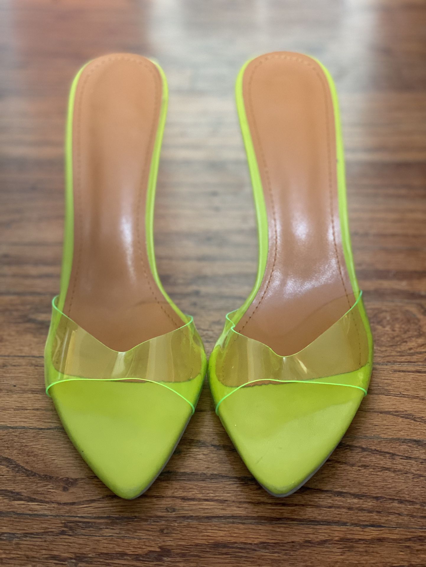 Neon Green Clear Front Heels 
