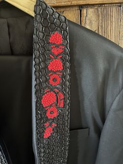 Brand New RED FLOWERS French Crown Embroidered Suit