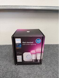 Philips Hue A19 LED Smart Light 2-Bulb Starter Kit with Bridge - Color | Brand New