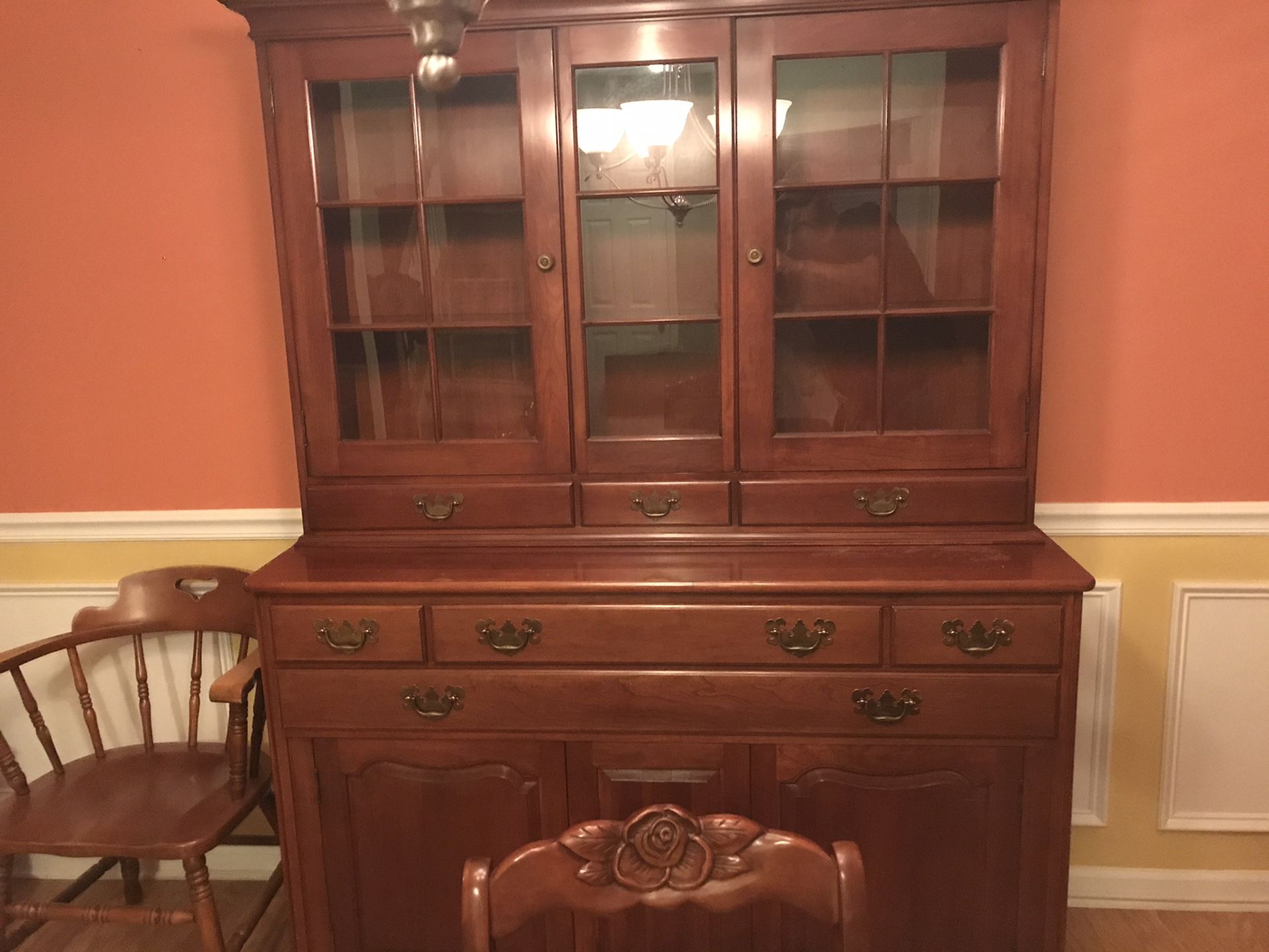 Willett Solid Cherry China with Willett Cherry Dining Room Table. for Sale in Lake