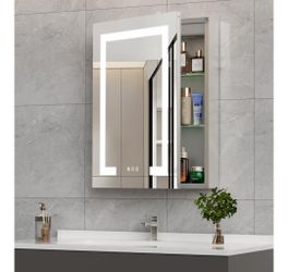 20 * 26 SmartLED Lighted Bathroom Medicine Cabinet Mirror with Touch Control, 3-Color Temperature, Stepless Dimming, 1-Hour Auto-Off Ideal for Modern 