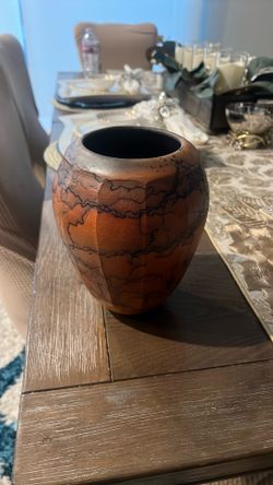 Red Horse Hair Raku Vase