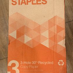 Staples 30% Recycled 8.5" x 11" 3-Hole Punch Copy Paper