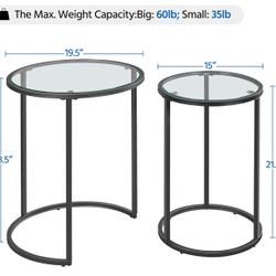 Yaheetech Round Nesting End Table Set of 2,Stacking Coffee Tables Set