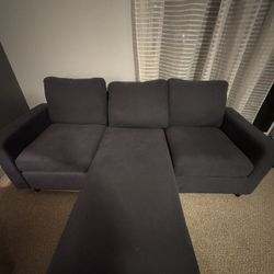 Blue Sectional Couch w/Ottoman 