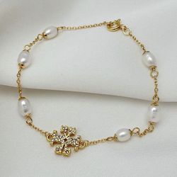 Tory Burch Pearl Bracelet Gold With Diamond