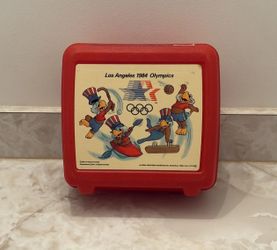 Vintage 1984 Los Angeles USA Olympics Sam the Eagle Aladdin Plastic Lunch Box