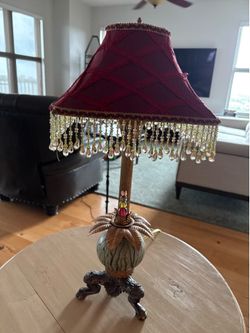 Tiffany like with red velvet tassel shade