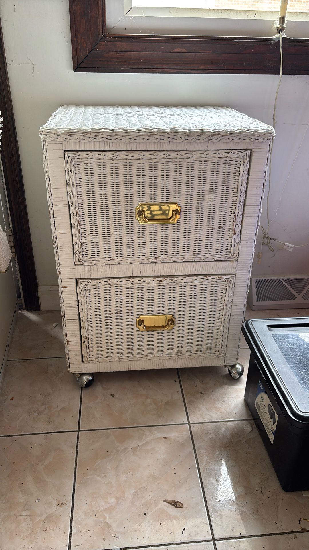 Real wicker, rattan, filing cabinet or nightstand