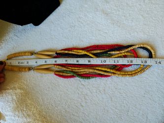 Multi-Strand Colorful Wood Bead Necklace