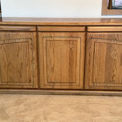 Vintage Mission Style, Solid Oak Sideboard, Buffet Media Console