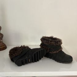 Sorel Women’s Joan Of Artic Black Leather Boots Size 8.5