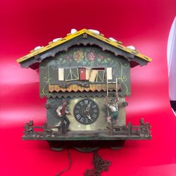 Vintage 60s Emil Schmeckenbecher cuckoo clock 'Farmers daughter' Regula as-is