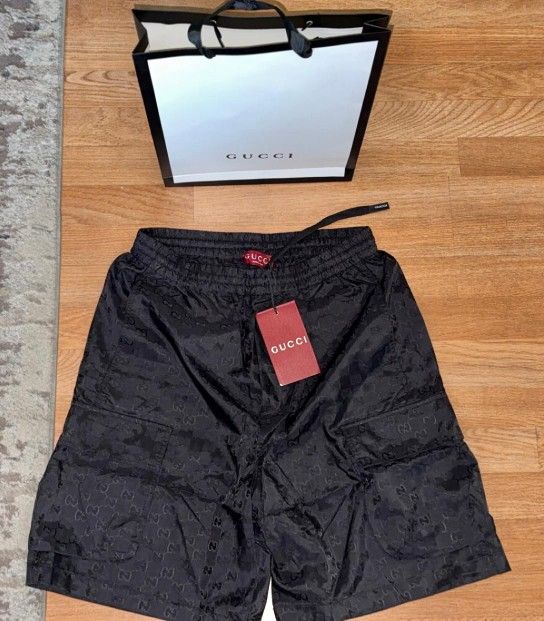 Gg Black Monogram Shorts (ON SALE)