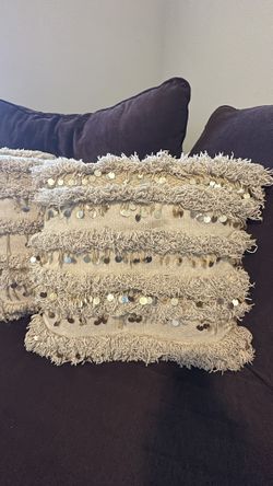 18 X 18 Cream Gold Decorative Pillows