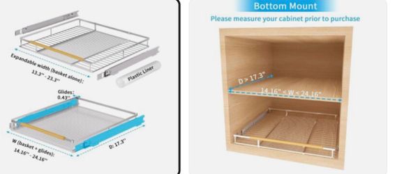 2 Pull Out Drawer Cabinet Organizer, Expandable Slide Out Storage Shelves!