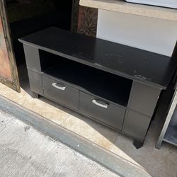 Black Tv Table Stand Console With Side Shelves
