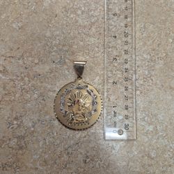 14k Yellow Gold Religious Medallion 3"