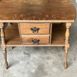 Small Vintage Side Table With 2 Drawers