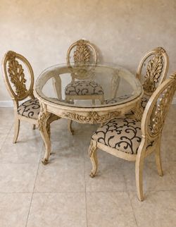 Dining table with glass top