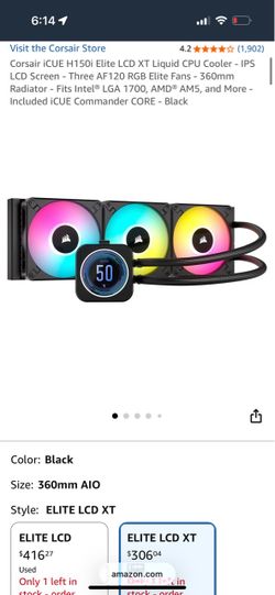 iCUE H150i ELITE LCD XT Display Liquid CPU Cooler, White