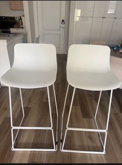 2 White Bar Stools – $70 for the Pair